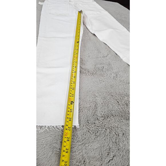 Topshop Straight Leg White Jeans, Raw Frayed Hem, Gold Rivets, Sz 8, NWT - Picture 7 of 12